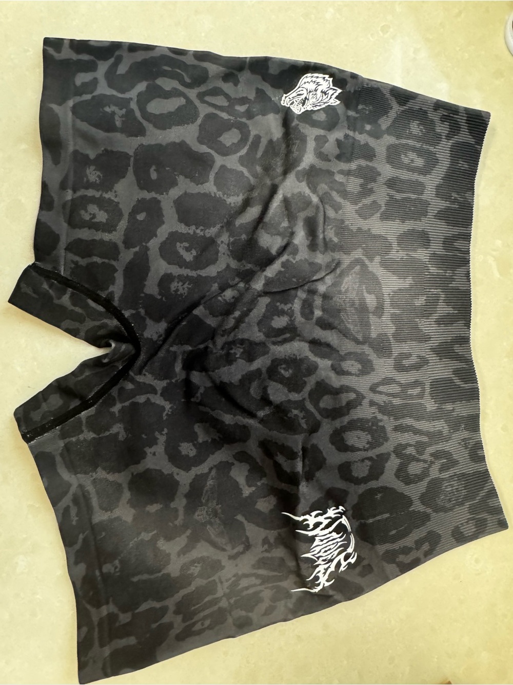 Black Leopard Print Seamless Bike Shorts